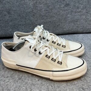 AllSaints White/Cream Leather‎ Suede Low Top Sneakers Designer Shoes Men's 13